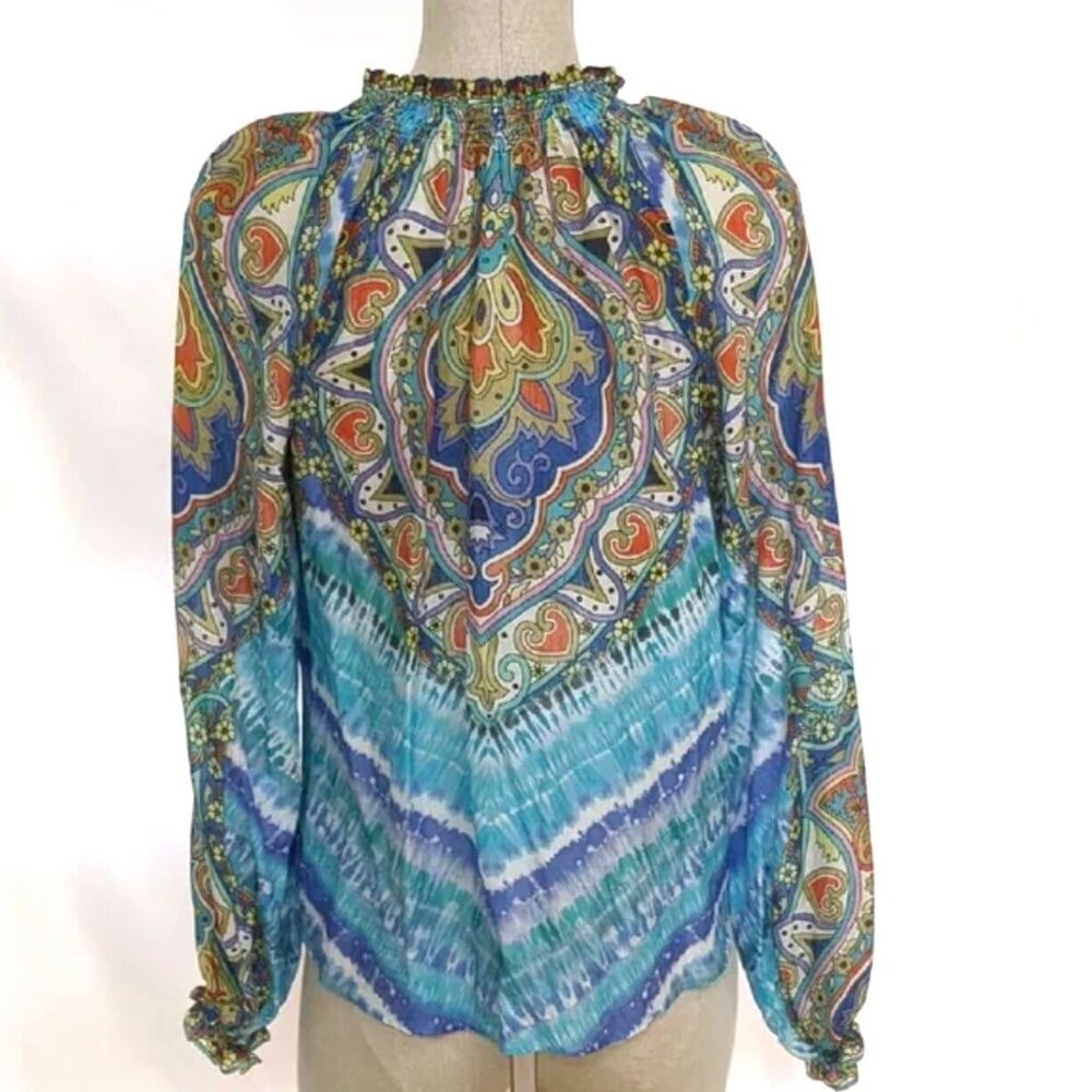 Hale Bob Sadie Voile Blue Colored Top Size S $268.00 - Picture 4 of 7